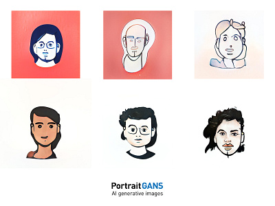 PortraitGANs 25-30 ai comic face head heart illustration line machine learning man outline profile wowam