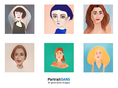 PortraitGANs 31-36 ai art face fashion head illustration machine learning stylish woman