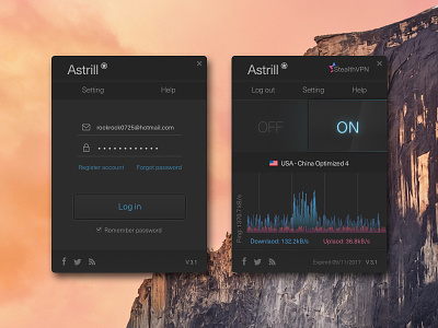 Astrill redesign astrill dark login onoff redesign ui vpn