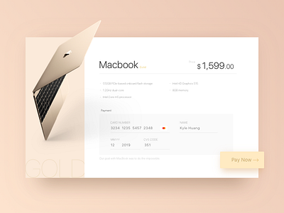 Daily UI-Day02-Credit Card Checkout apple card credit dailyui day002 gold macbook notebook product