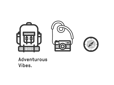Adventurous vibes adventure backpack camera compass icons