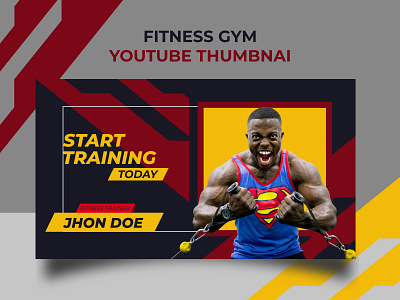 GYM-Fitness YouTube Thumbnail Template Design