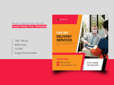 Online Food Delivery Services Social Media Post Template Design branding food delivery free graphic design instagram post new social media post template vector web banner