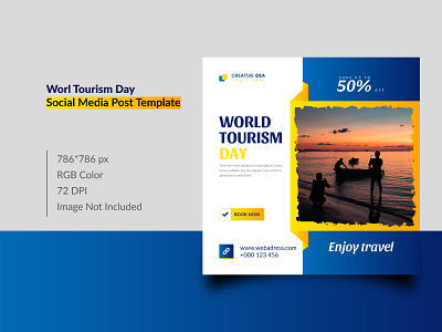 World Tourism Day Social Media Post Template Design free graphic design instagram post social media template tour tourism travel vector web banner