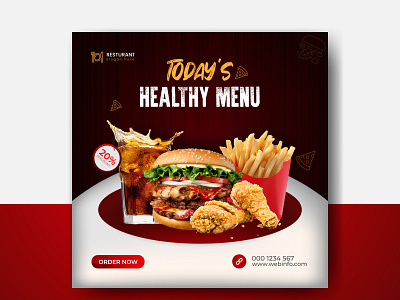 Delicious Food & Burger Social Media Post Template Design adobe ilustrator design food free instagram post social media template vector web banner