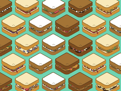 Sandwiches! bread eat food grid isometric lunch menu pattern peanut butter sandwich vector