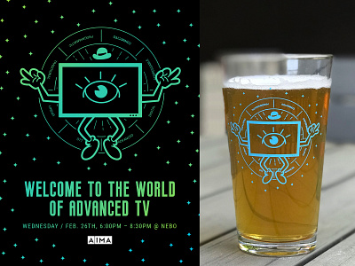 The Future of Advanced TV badge beer branding brewery event event branding glassware gradient illustration tv