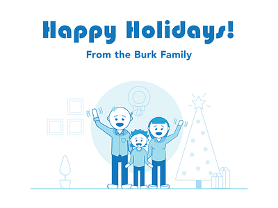 Holiday Holidays! blue character christmas family greetings holidays illustration monochromatic together vector vectorart