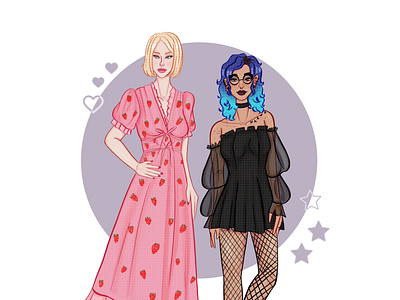 Strawberry dress vs. goth dress