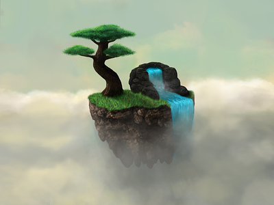 NATURE .//.:. cloud grass matte painting nature rock tree water wind