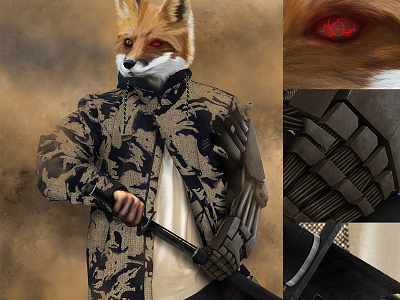 FOX of the DESERT anthropomorphic anthropomorphism blade desert digital painting fox futur illustration mattepainting mechanic samourai