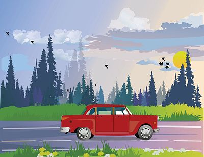 TaxiCaB Landscape Illustration 3 abstract adobe illustrator graphic design vector art vector car vector illustration