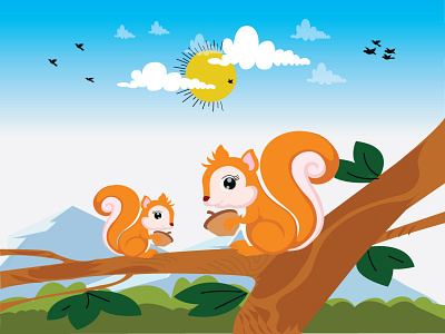 Mother Squirrel & Child Squirrel adobe illustrator branding design graphic design illustration vector art vector illustration