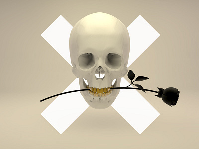Skull 3d glossy gold love