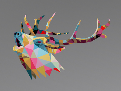 Stag 2d illustration low poly polygon stag