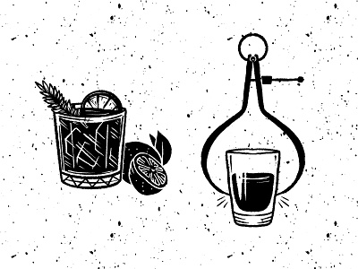 JORNAL alcohol blackandwhite branding custom illustration custom illustrations dark drinks handmade procreate restaurant rough shots