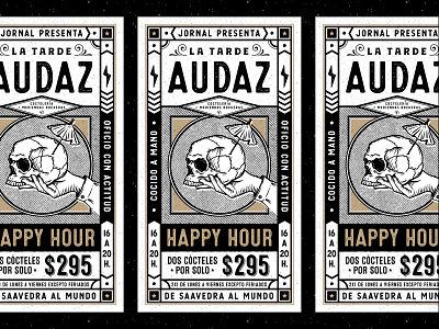 JORNAL bar black and gold black and white branding dark drinks hand handmade happy hour logo pattern poster posters rough skull tipography vector illustration