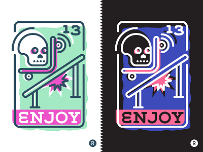 Enjoy Sk8 color enjoy extreme joy print shirt silkscreen skate skateboard skateboarding skull thirteen