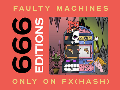 Faulty Machines – NFT Collection 2d 420 animation blockchain dark devil gamble illustration interactive metaverse mushroom nft procreate psychedelic skeleton skull slot machine trippy typography weed