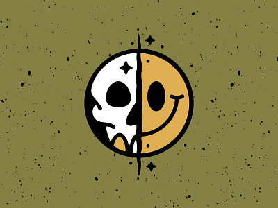 Personal Branding 2d branding cartoon contrast dark diy happy illustration logo opposites personal positive skull smile smiley split sticker symbol texture vector