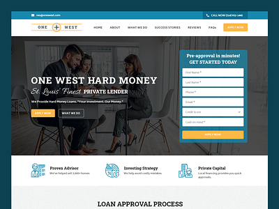 One West // Web Design investment lending online loan online loan website private lender private lender website
