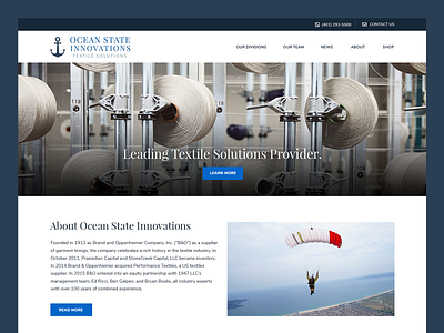 Ocean State Innovations // Web Design apparel apparel web design clothing clothing web design textile textile company textile web design