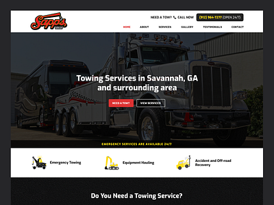 Sapp's Wrecker Service // Web Design accident rollback service company web design towing service towing service web design truck