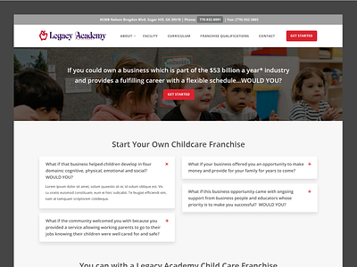 Legacy Academy // Web Design academy academy web design child care child care web design children web design day care day care web design