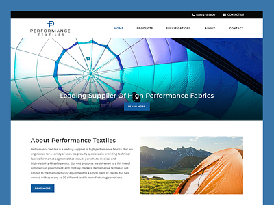 Performance Textiles // Web Design