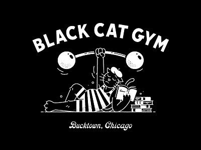 Black Cat Gym apparel apparel design briantongdraws design hand drawn illustration tshirt