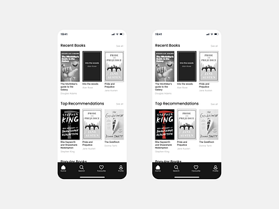 Book Reader mobile app app black and white design mobile product ui ux