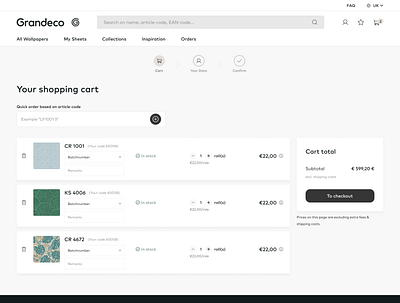 Shopping Cart app ui ux web