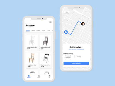 Party Rental design figma ios iphone mobile party rental shopping ui ux