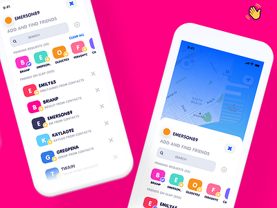 Add and Find Friends - Slap! app design feed ios iphone location mobile social ui