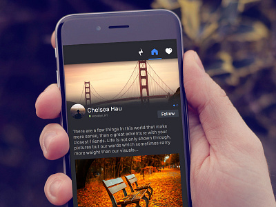 Mark ios app app dark design feeds follow ios location mobile social ui