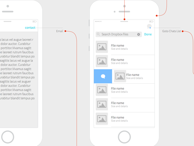 wires for my Dropbox Collaboration app chat collaboration dropbox flow ios messaging ui ux wireframe