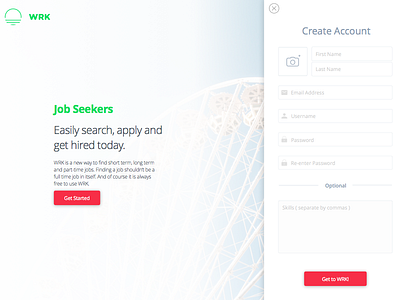 Web app sign up flow design jobs landing recruiting signin signup web work wrk