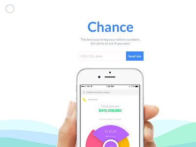 Landing Page for Chance Mobile App android ios lottery stats website