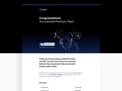 Premium Email email golf subscription success