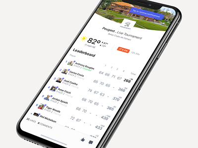 H19 Live Rounds app challlenge contest event golf leaderboard scoreboard scorecard ui