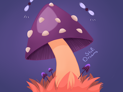 Fantasy mushroom design flat illustration minimal vector