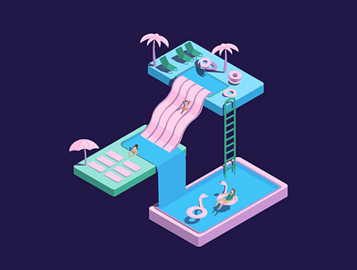 Iso adobe illustrator art design graphic design illustration illustrator isometric illustration isometry minimal vector waterpark