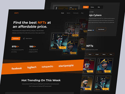 Enepti - NFT Landing Page blockchain crypto design ethereum graphic design landing landingpage marketplace metaverse nft nft marketplace nfts solana ui ui ux design uiux ux web design web3 website