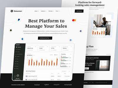 Selesmen Landing Page - Management Products admin analytics app chart design graphic design job landingpage management market project sales statistic ui uiux uix ux web design website