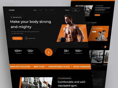 GYMERS - Landing Page Gym clean design fitnes graphic design gym interface landingpage layout modern neat orange popular sport trending ui uiux uix ux viral website