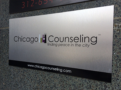 Chicago Counseling Sign braniding brushed metal graphic design logos signage