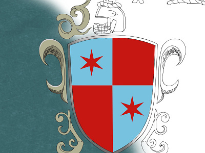 Shield WIP chicago coat of arms heraldic illustration wip