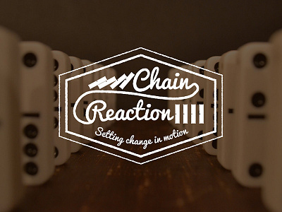 Chain Reaction badge chain reaction chicago church dominoes illustration logo new life church patch