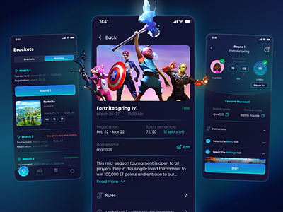 eTourney - Online Gaming Tournaments design figma mobi mobile app mobile ui ui