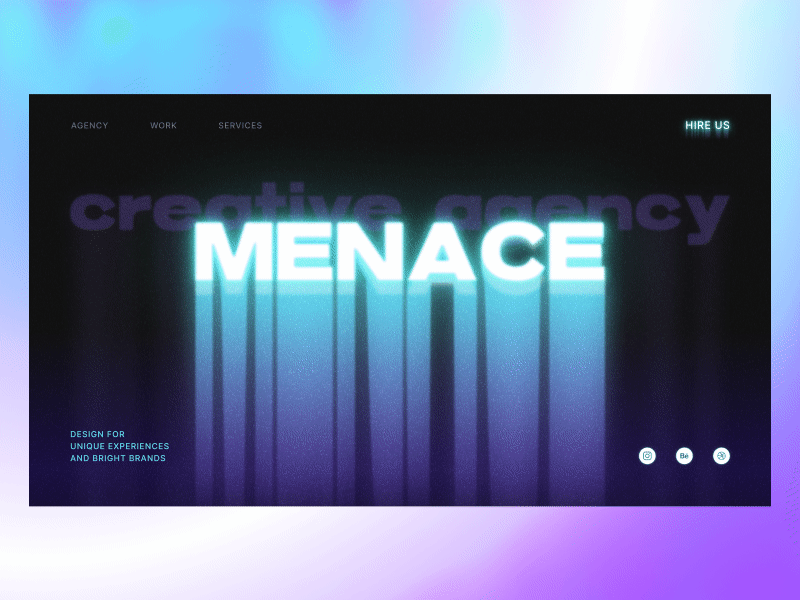 Menace - Creative agency landing page (Concept) animation branding design landing landing page logo motion graphics ui ux